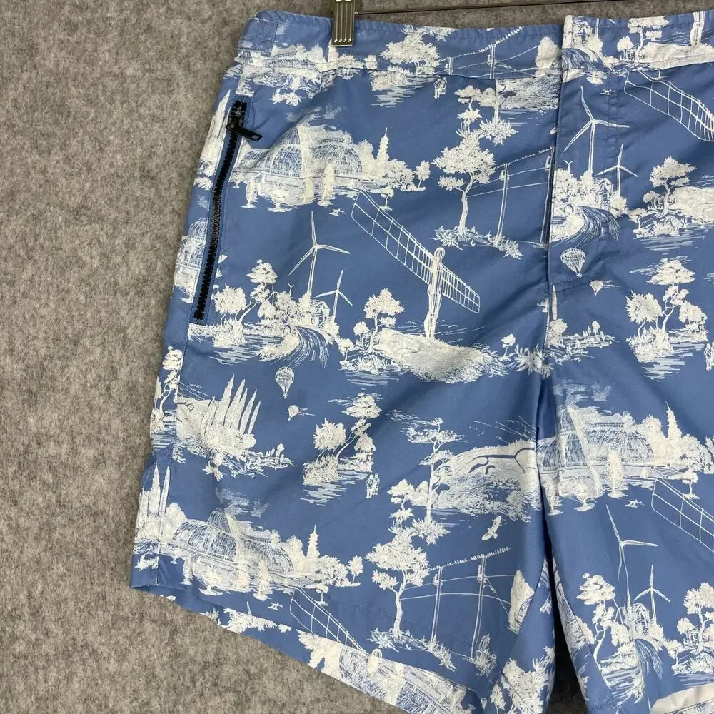 Ted Baker Holoway‎ Printed Swim Shorts Trunks Mens 6 US 2XL Blue Beach Tropical